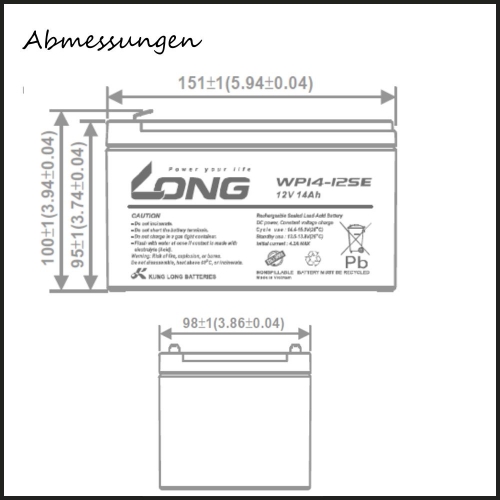 12V 14Ah Kung Long Blei Batterie Akku