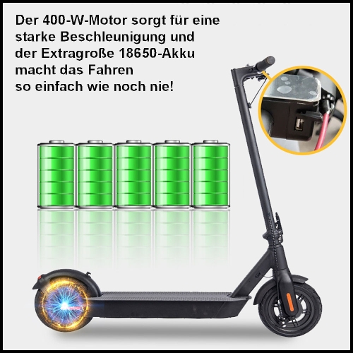 Mini Elektro Scooter E9BMAX 400W leicht handlich faltbar mit Fahrradzulassung
