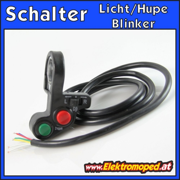 Elektro Scooter, eBikes, Li-ion Batterien und mehr - Schalter für Licht,  Hupen und Blinker diagonal für Elektro Scooter